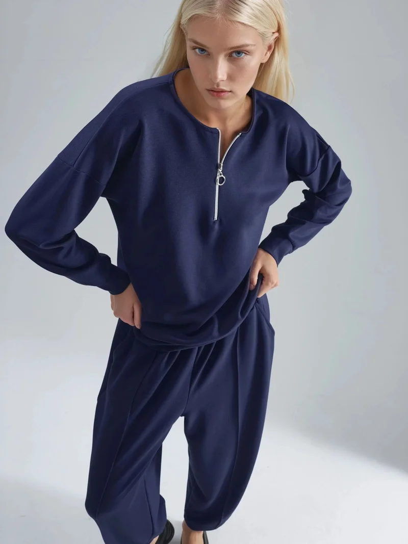 هيكاب طقم قطعتين بياقة بسحاب مودال تاتش مجموعة بيرسان